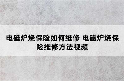 电磁炉烧保险如何维修 电磁炉烧保险维修方法视频